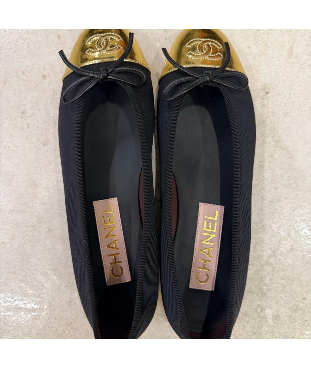 CHANEL Черные текстильные балетки, фото 2