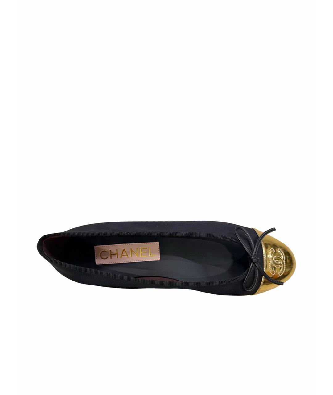 CHANEL Черные текстильные балетки, фото 1
