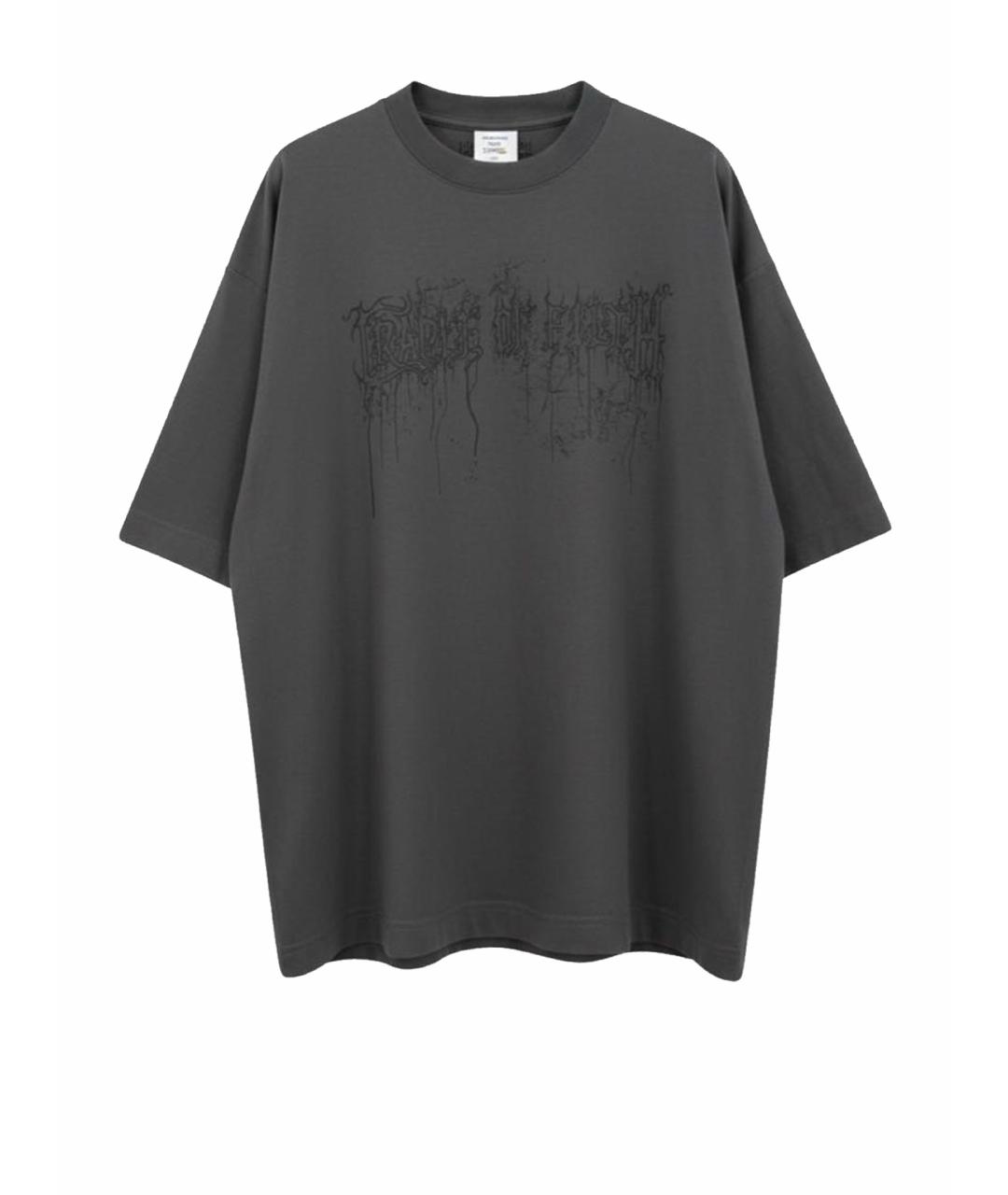 VETEMENTS Антрацитовая хлопковая футболка, фото 1