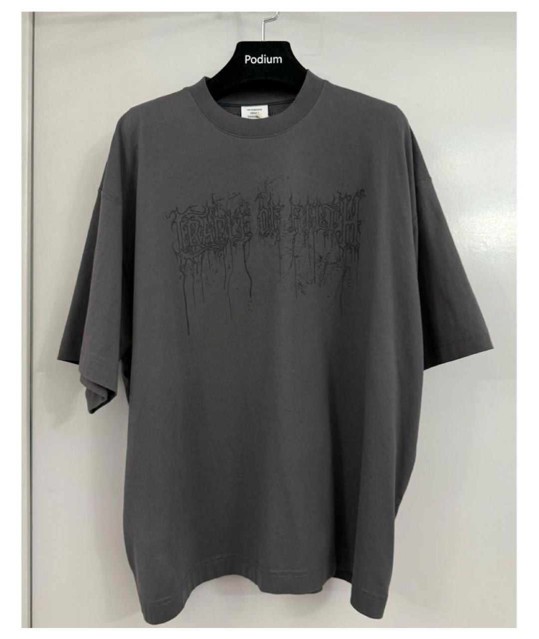 VETEMENTS Антрацитовая хлопковая футболка, фото 5