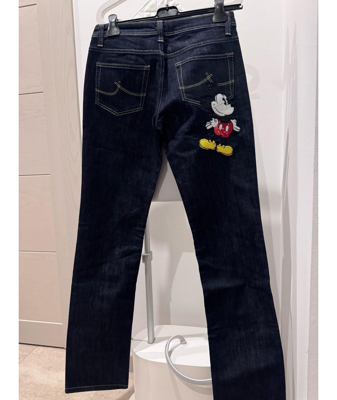 ICEBERG Темно-синие хлопко-полиэстеровые прямые джинсы, фото 2