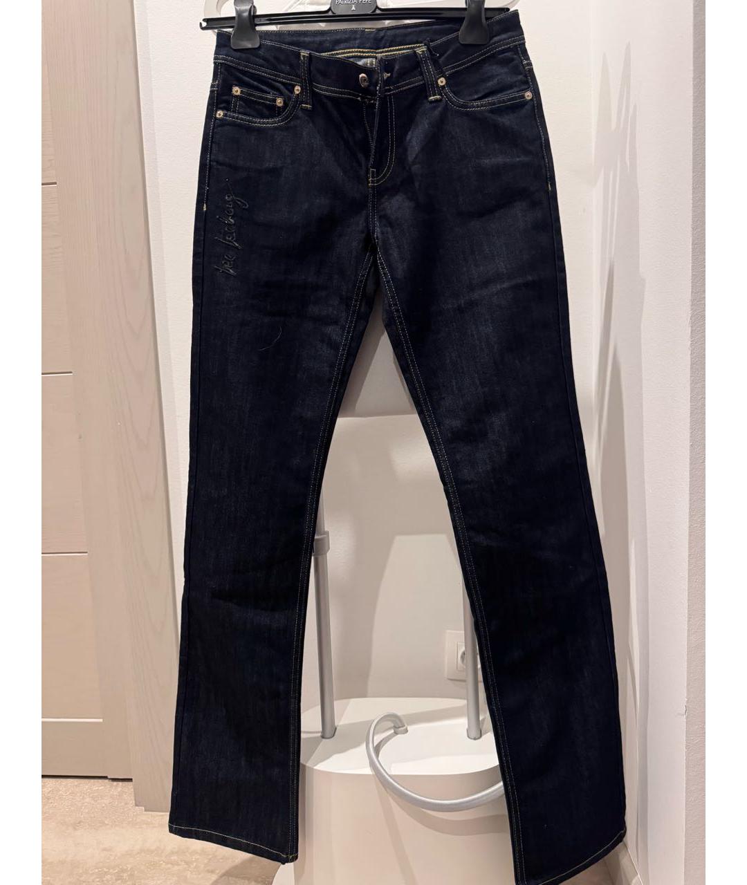 ICEBERG Темно-синие хлопко-полиэстеровые прямые джинсы, фото 6