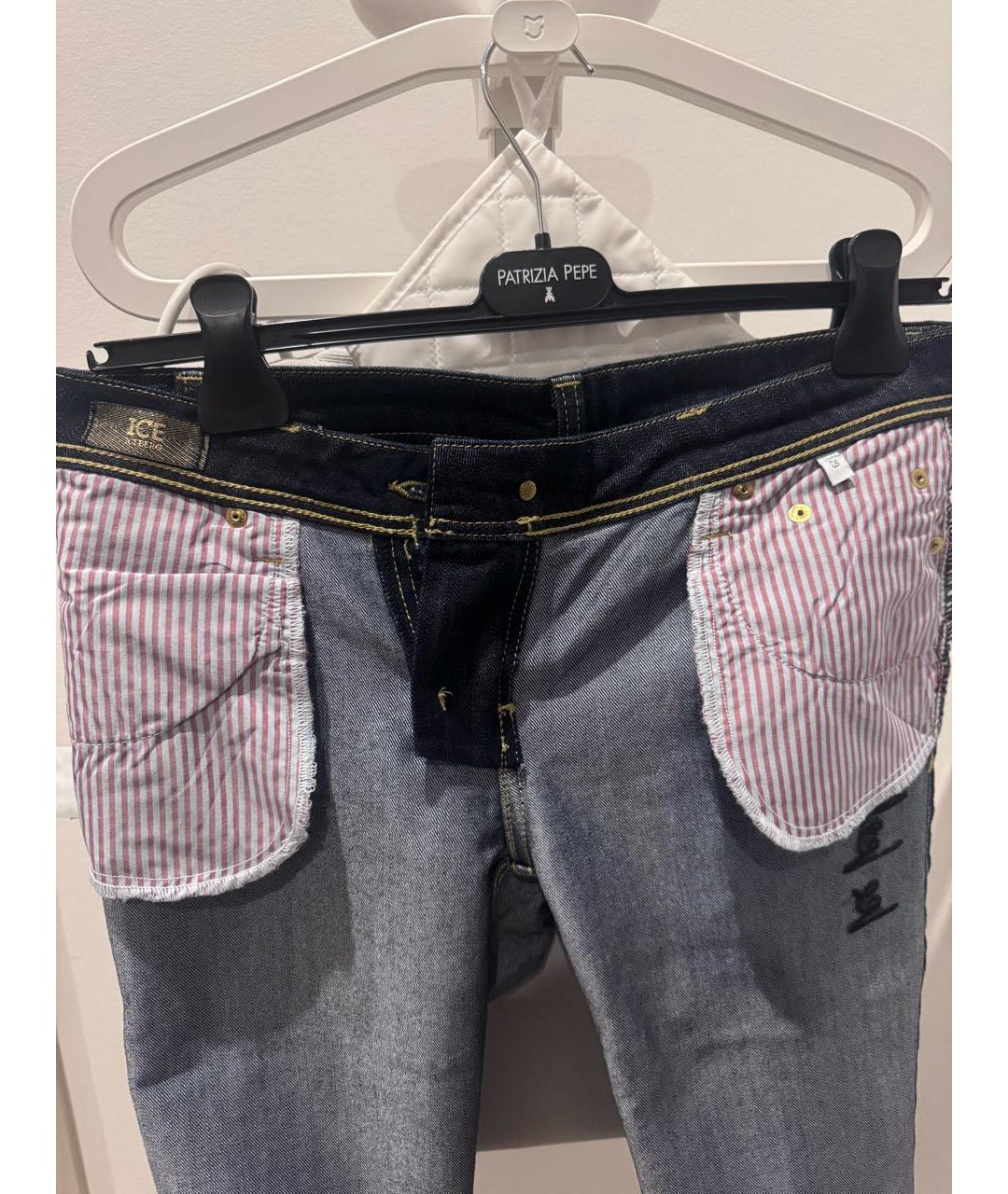 ICEBERG Темно-синие хлопко-полиэстеровые прямые джинсы, фото 3