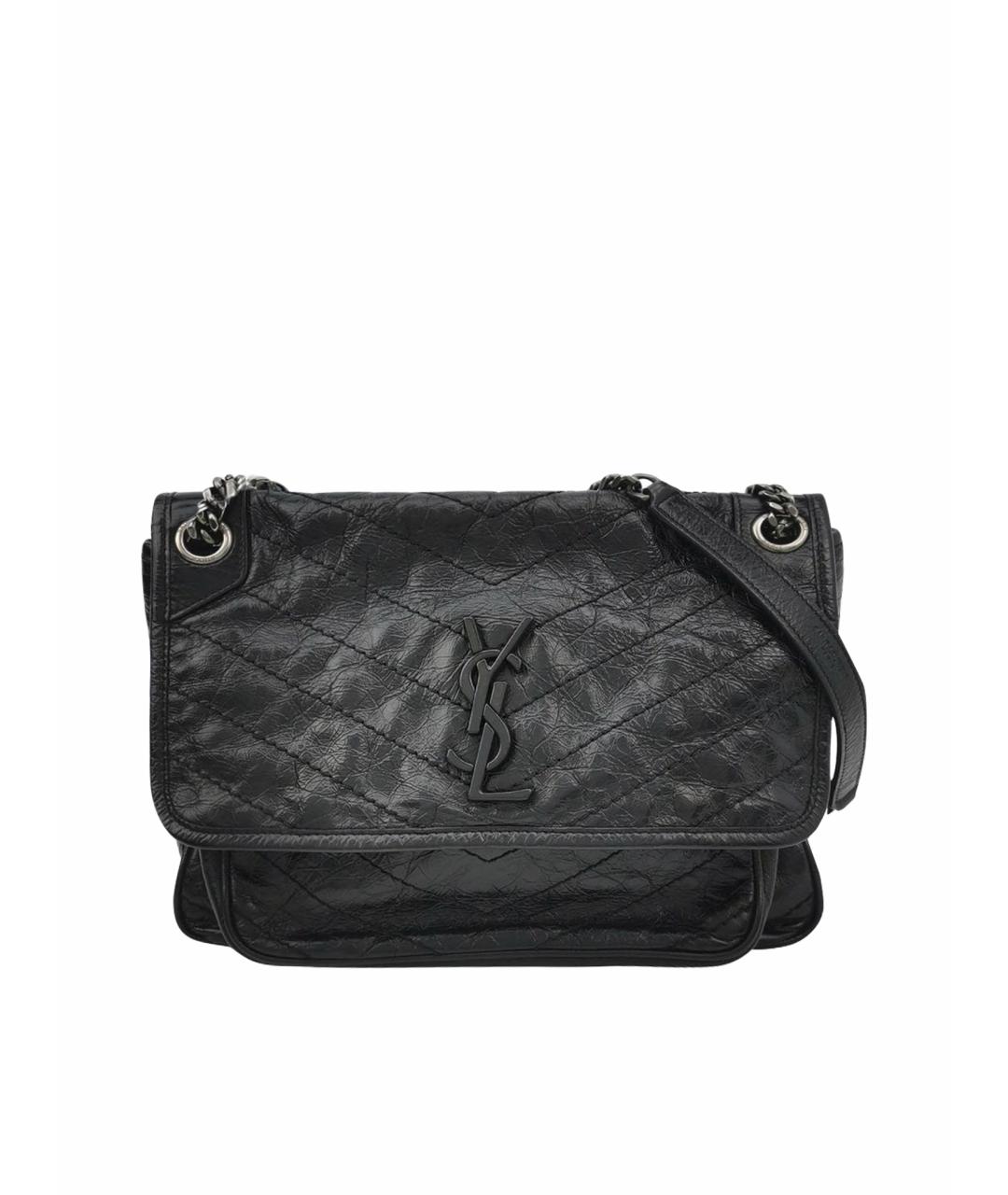 SAINT LAURENT Черная кожаная сумка тоут, фото 1