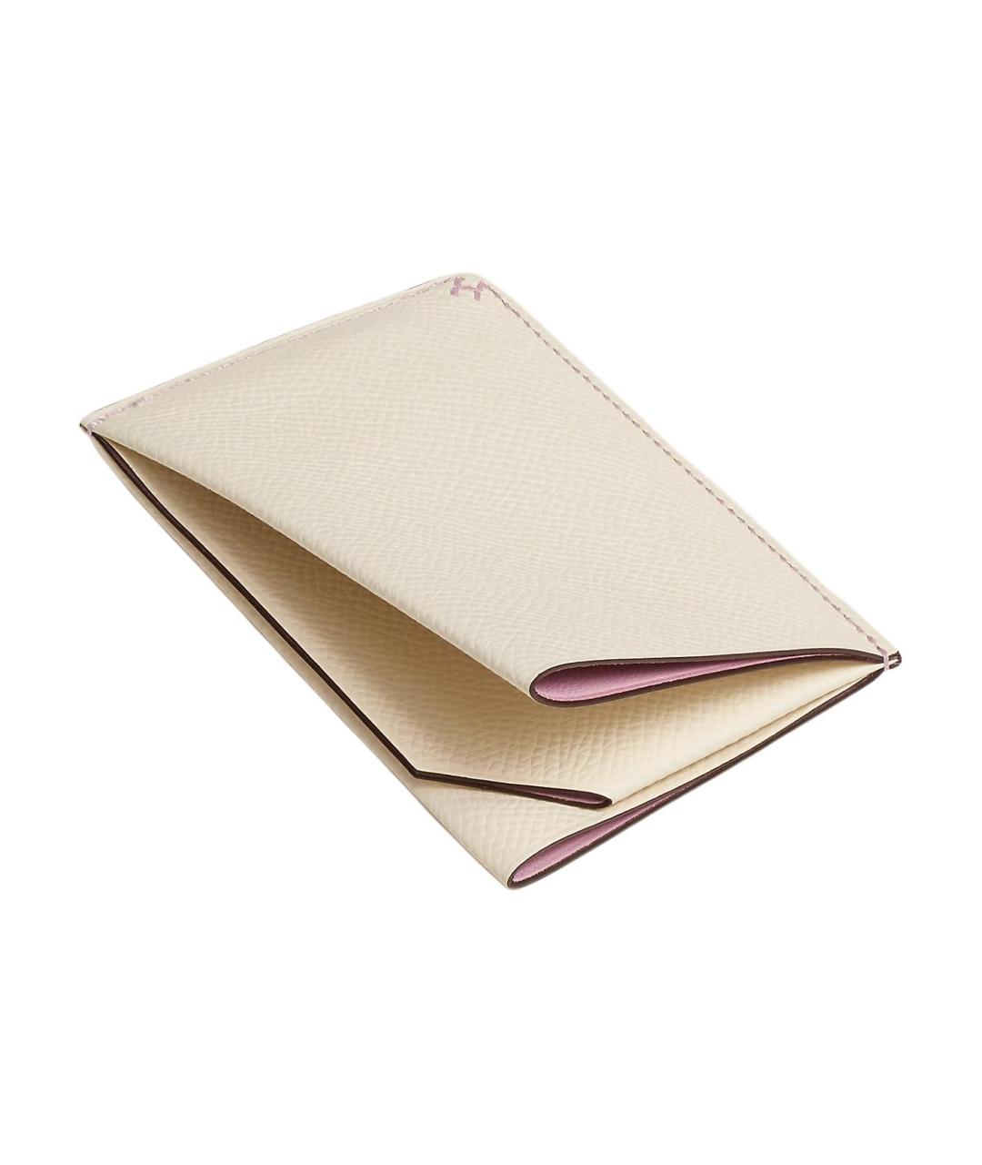 HERMES Бежевый кожаный кардхолдер, фото 3