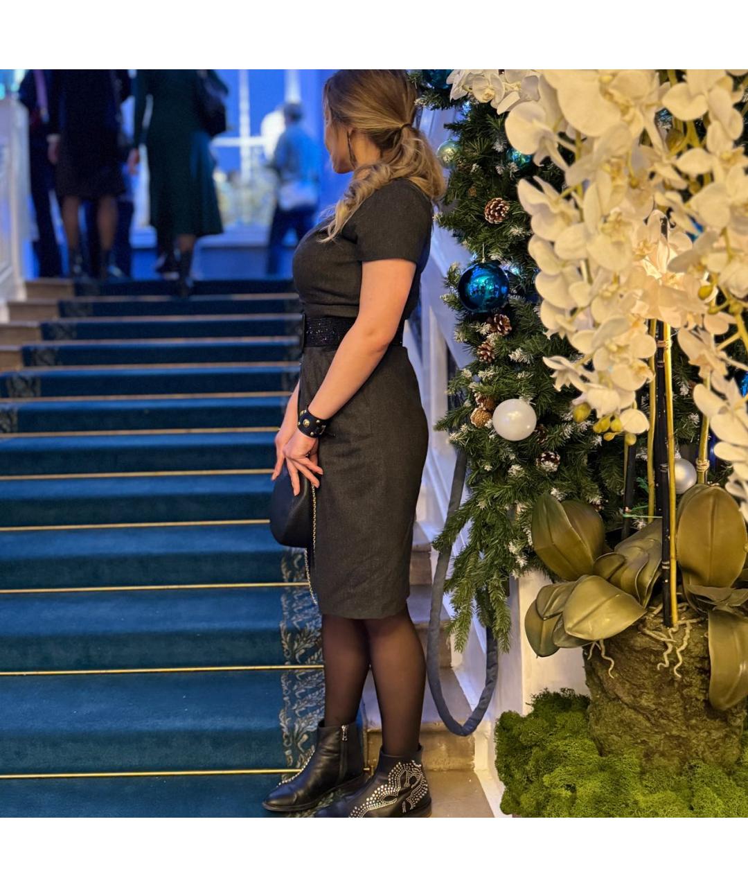 ESCADA Антрацитовое шерстяное повседневное платье, фото 7