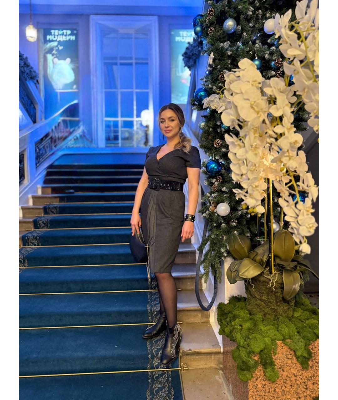 ESCADA Антрацитовое шерстяное повседневное платье, фото 5