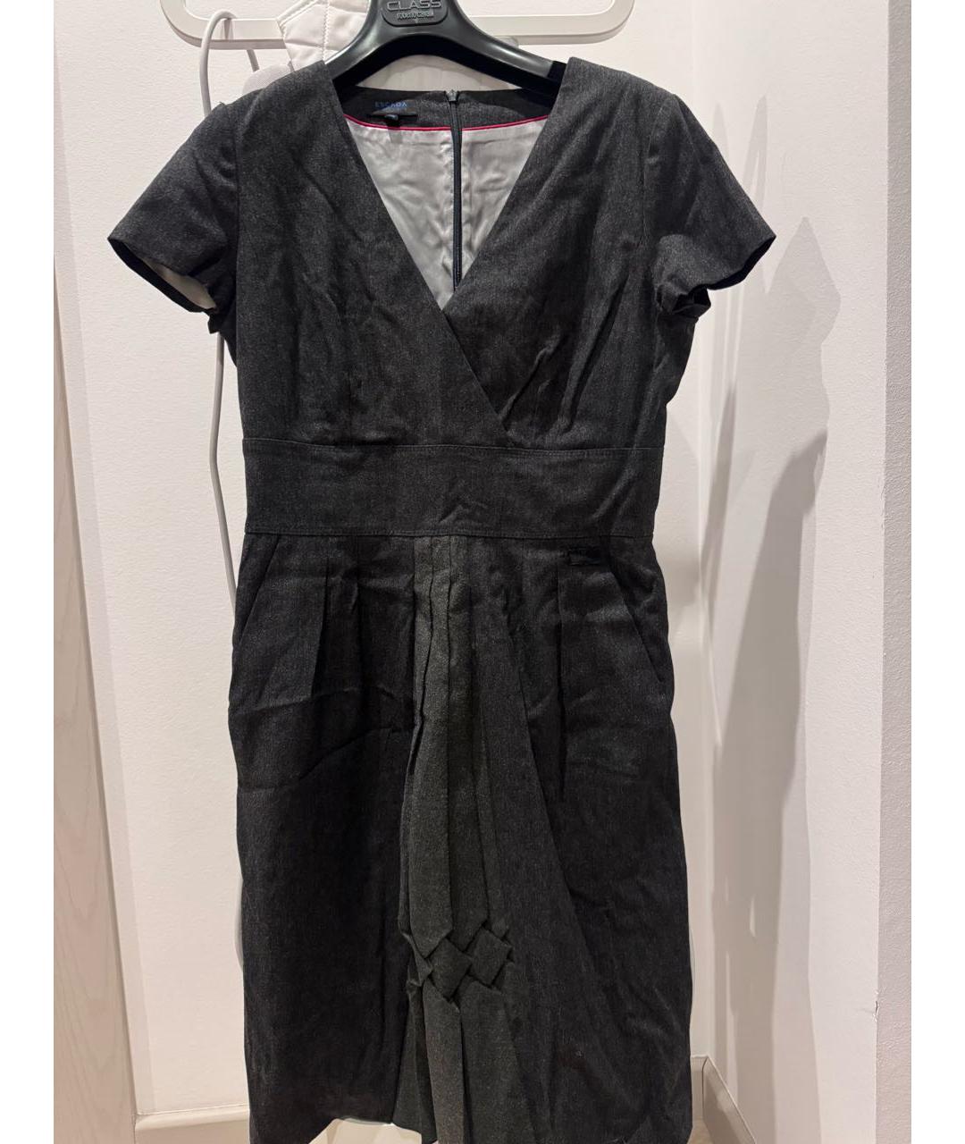 ESCADA Антрацитовое шерстяное повседневное платье, фото 9