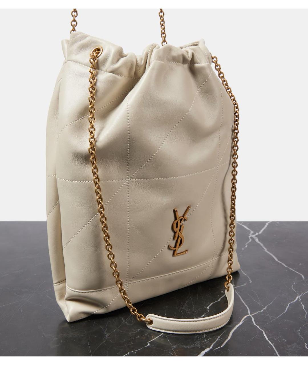 SAINT LAURENT Бежевая кожаная сумка тоут, фото 4