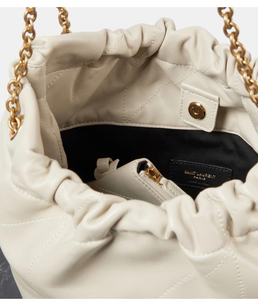 SAINT LAURENT Бежевая кожаная сумка тоут, фото 6