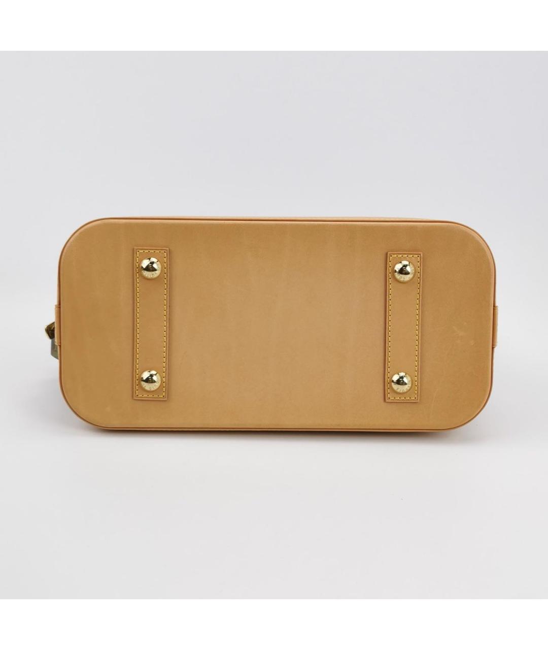 LOUIS VUITTON Коричневая кожаная сумка с короткими ручками, фото 4