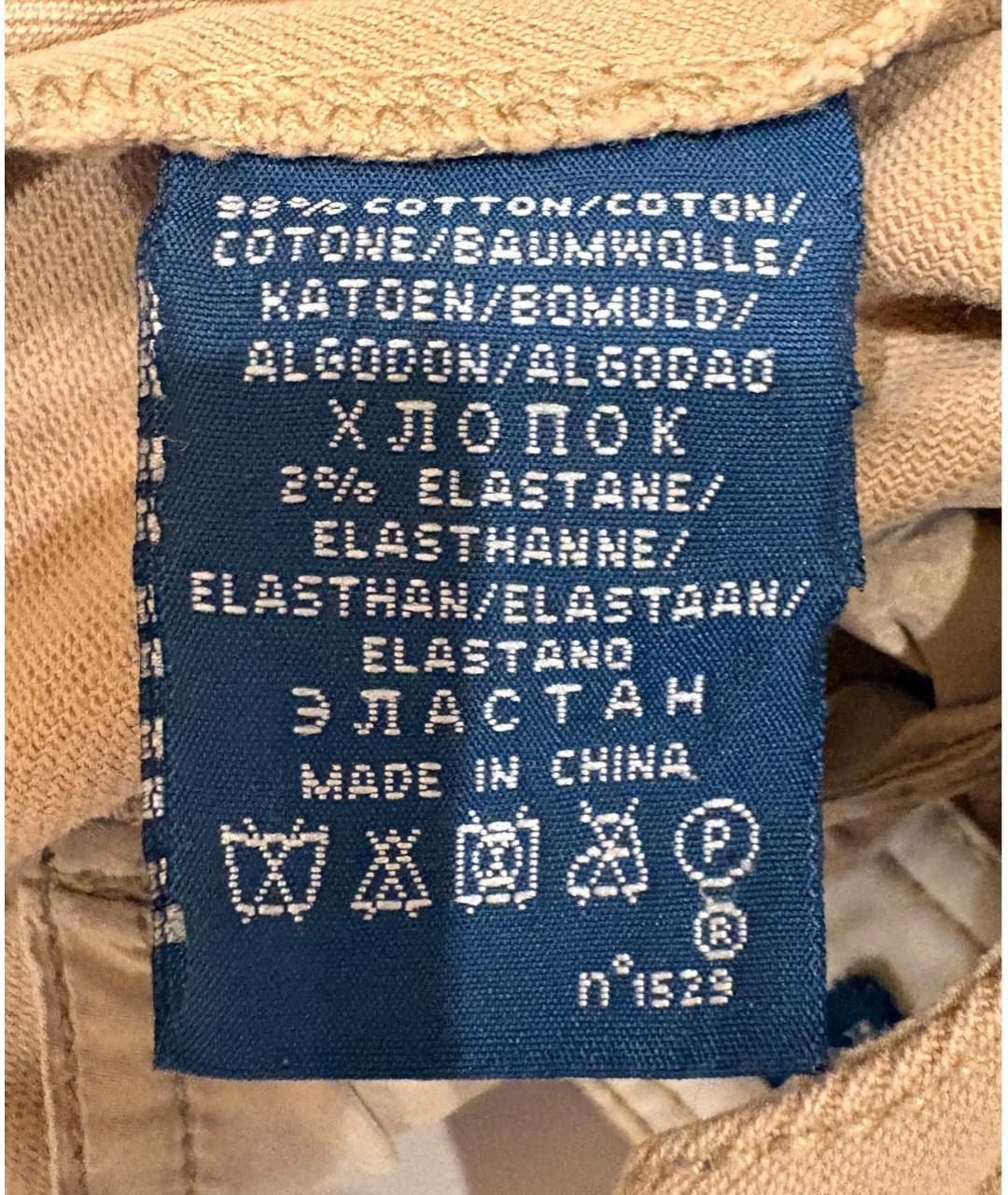 RALPH LAUREN Бежевые хлопковые брюки узкие, фото 8