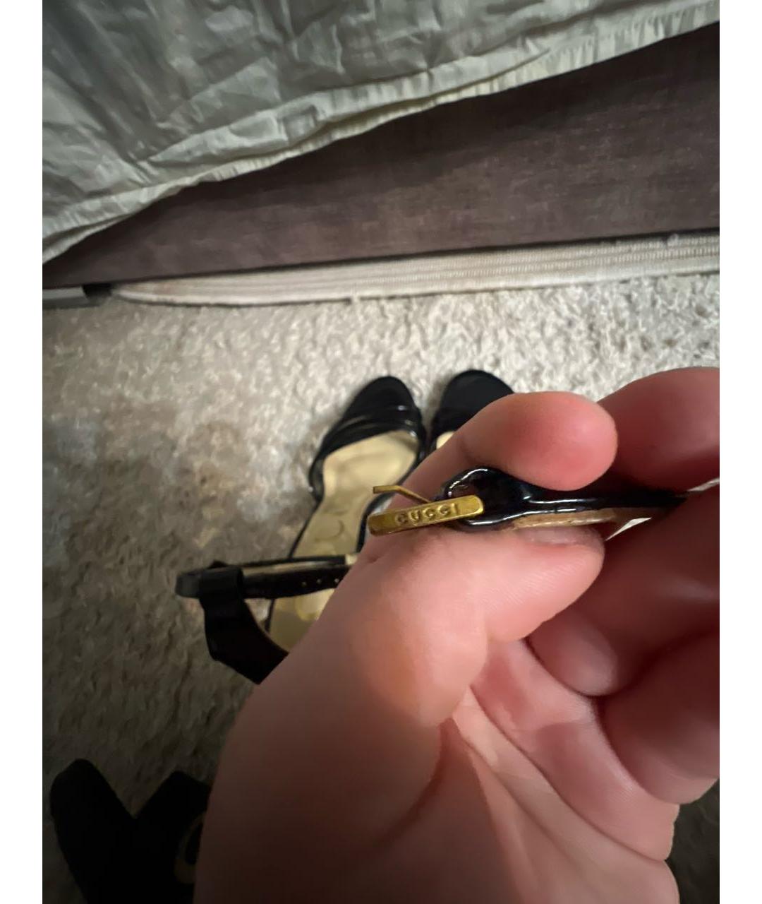 GUCCI Черные босоножки из лакированной кожи, фото 5