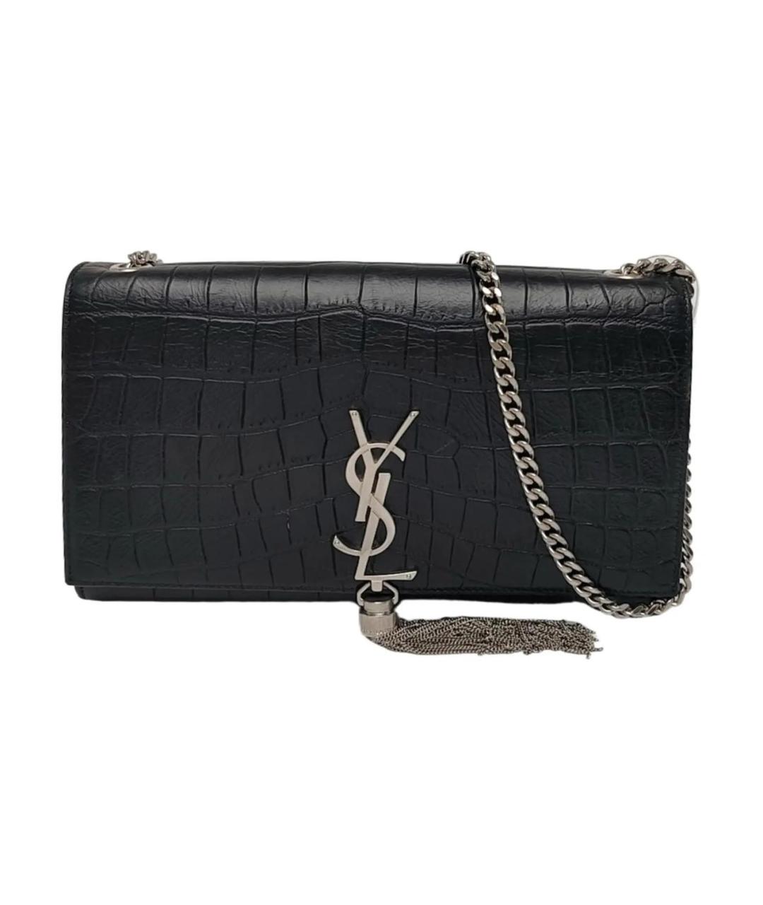 SAINT LAURENT Черная кожаная сумка через плечо, фото 9