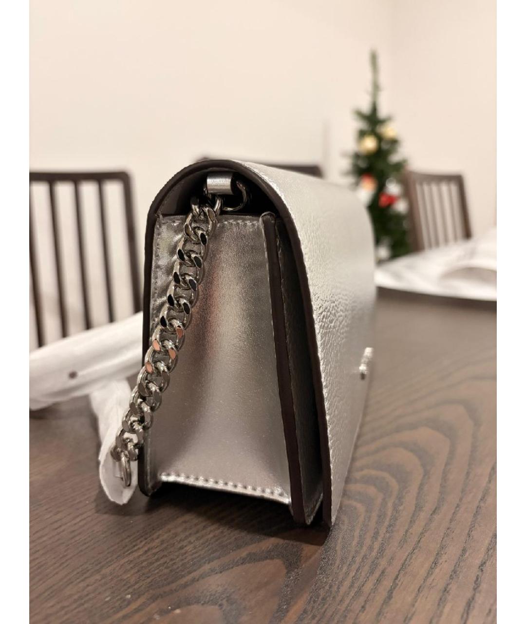 MICHAEL KORS Серебряная кожаная сумка через плечо, фото 4