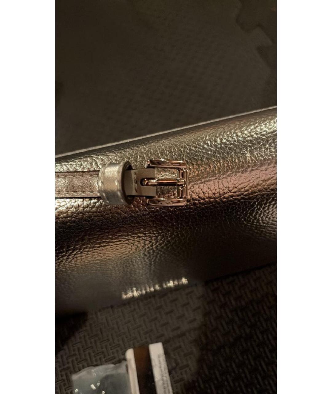 MICHAEL KORS Серебряная кожаная сумка через плечо, фото 8