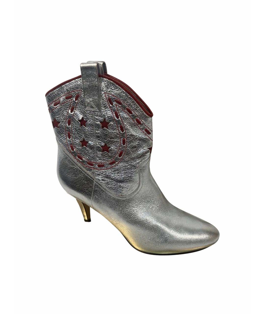 MARC JACOBS Серебряные кожаные ботильоны, фото 1