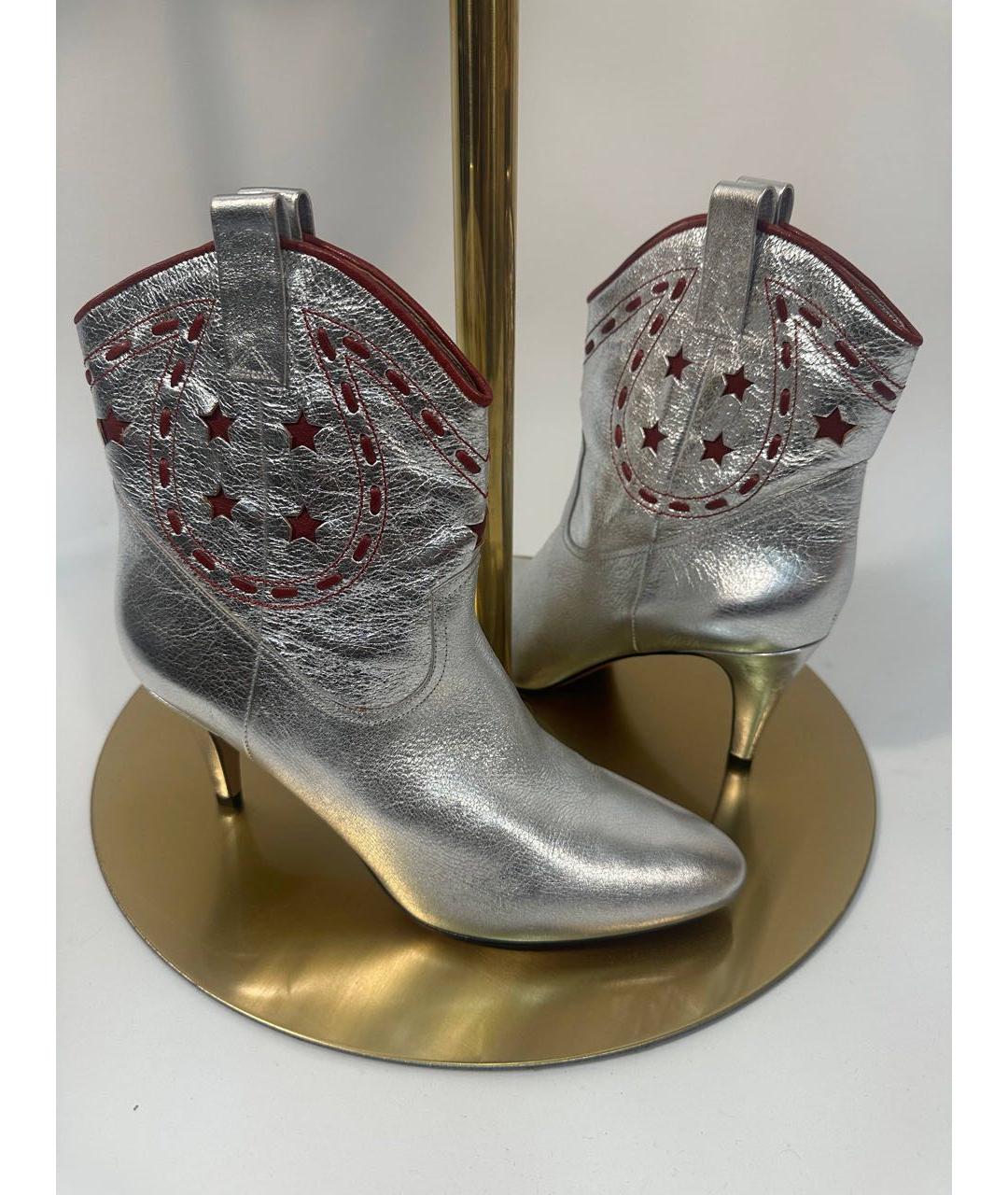 MARC JACOBS Серебряные кожаные ботильоны, фото 4