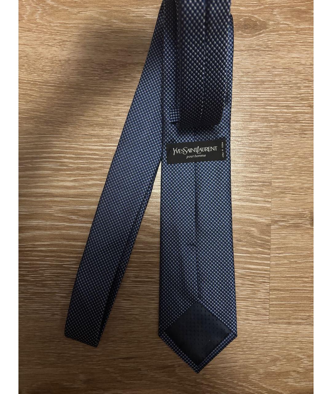 SAINT LAURENT Синий шелковый галстук, фото 3