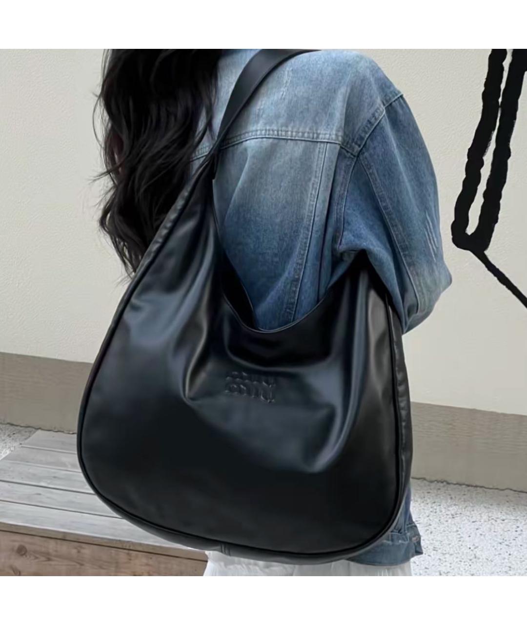 MIU MIU Черная кожаная сумка тоут, фото 6