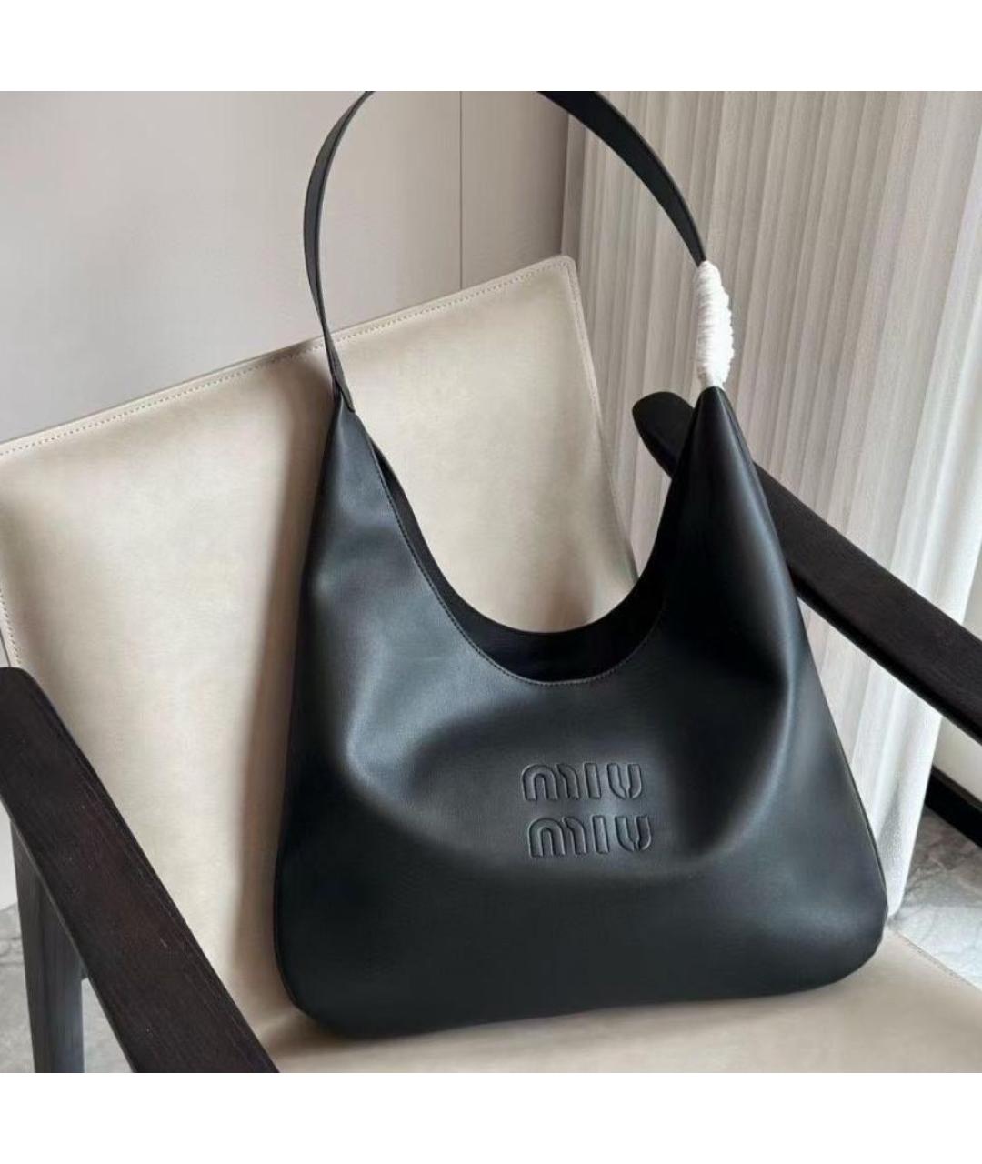 MIU MIU Черная кожаная сумка тоут, фото 4