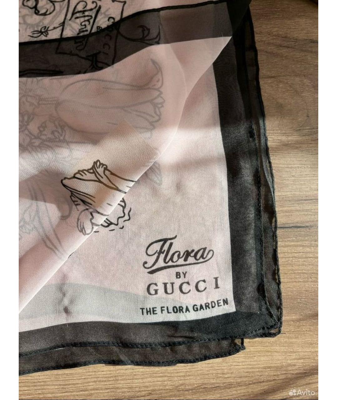 GUCCI Розовый шелковый платок, фото 2
