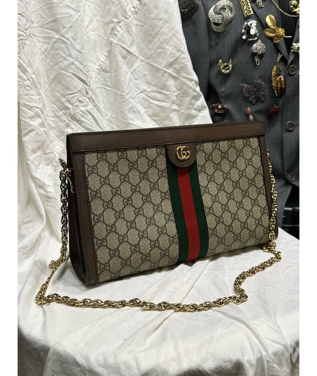 GUCCI Бежевая тканевая сумка через плечо, фото 5