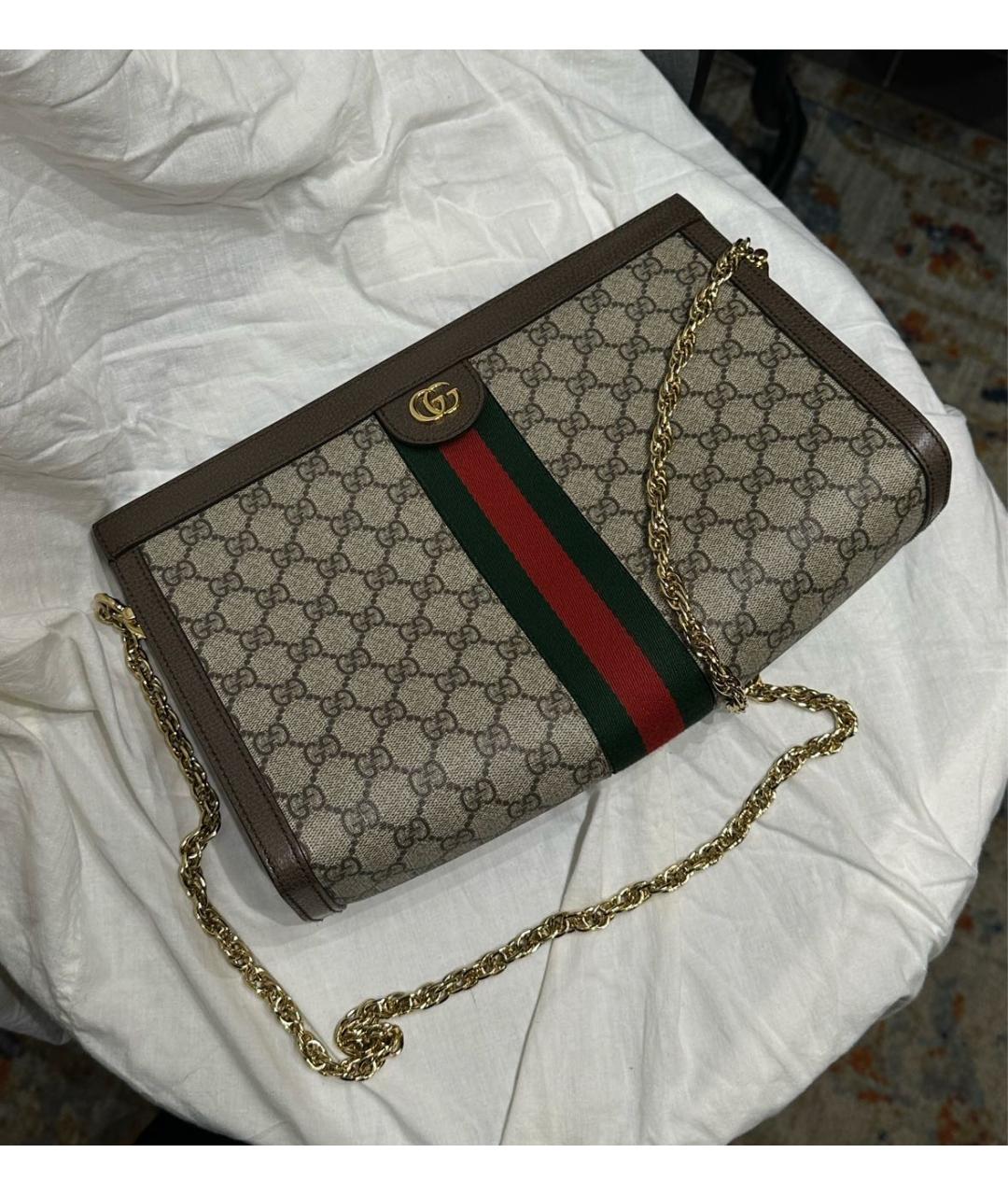 GUCCI Бежевая тканевая сумка через плечо, фото 2