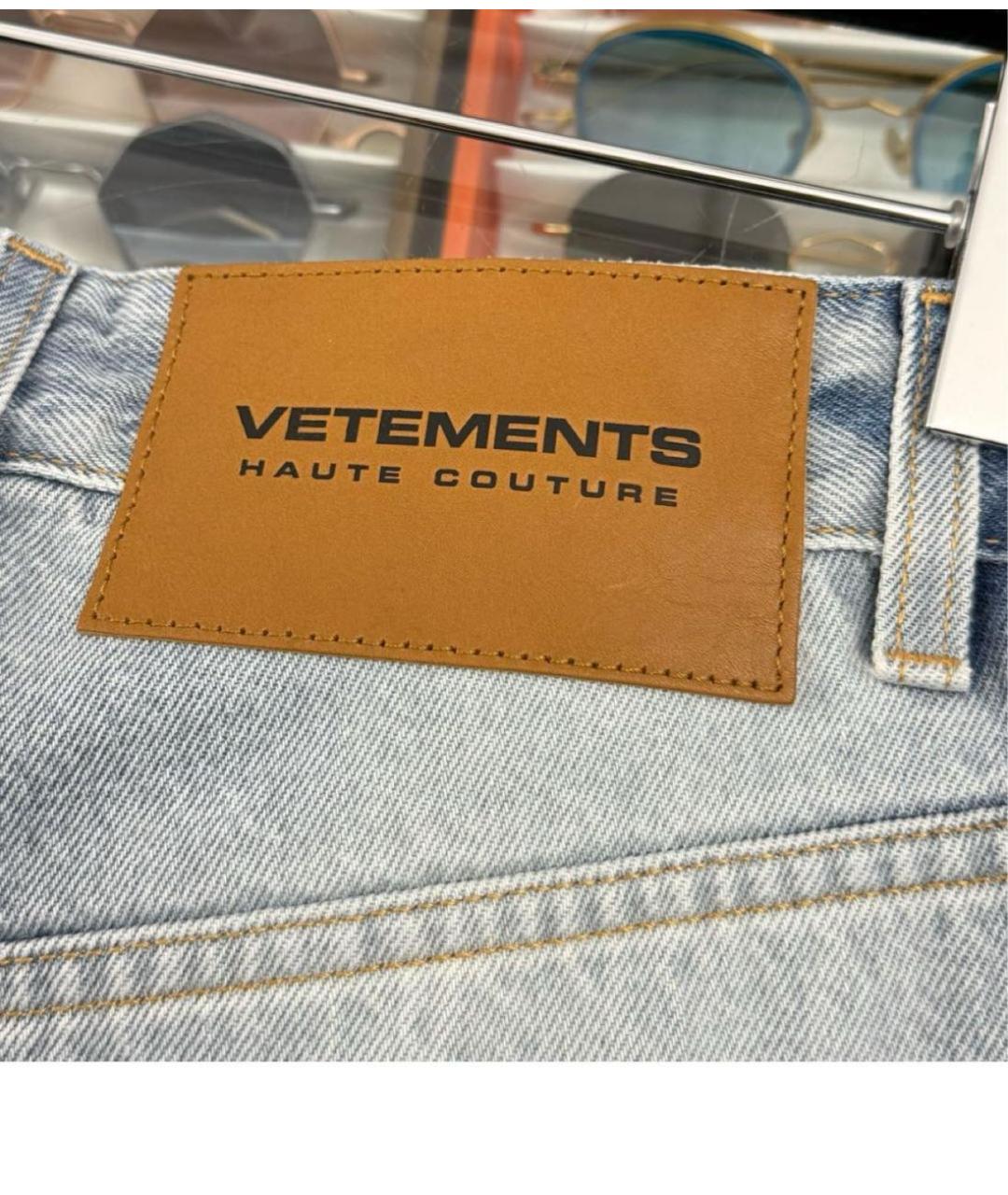VETEMENTS Голубые хлопковые прямые джинсы, фото 3