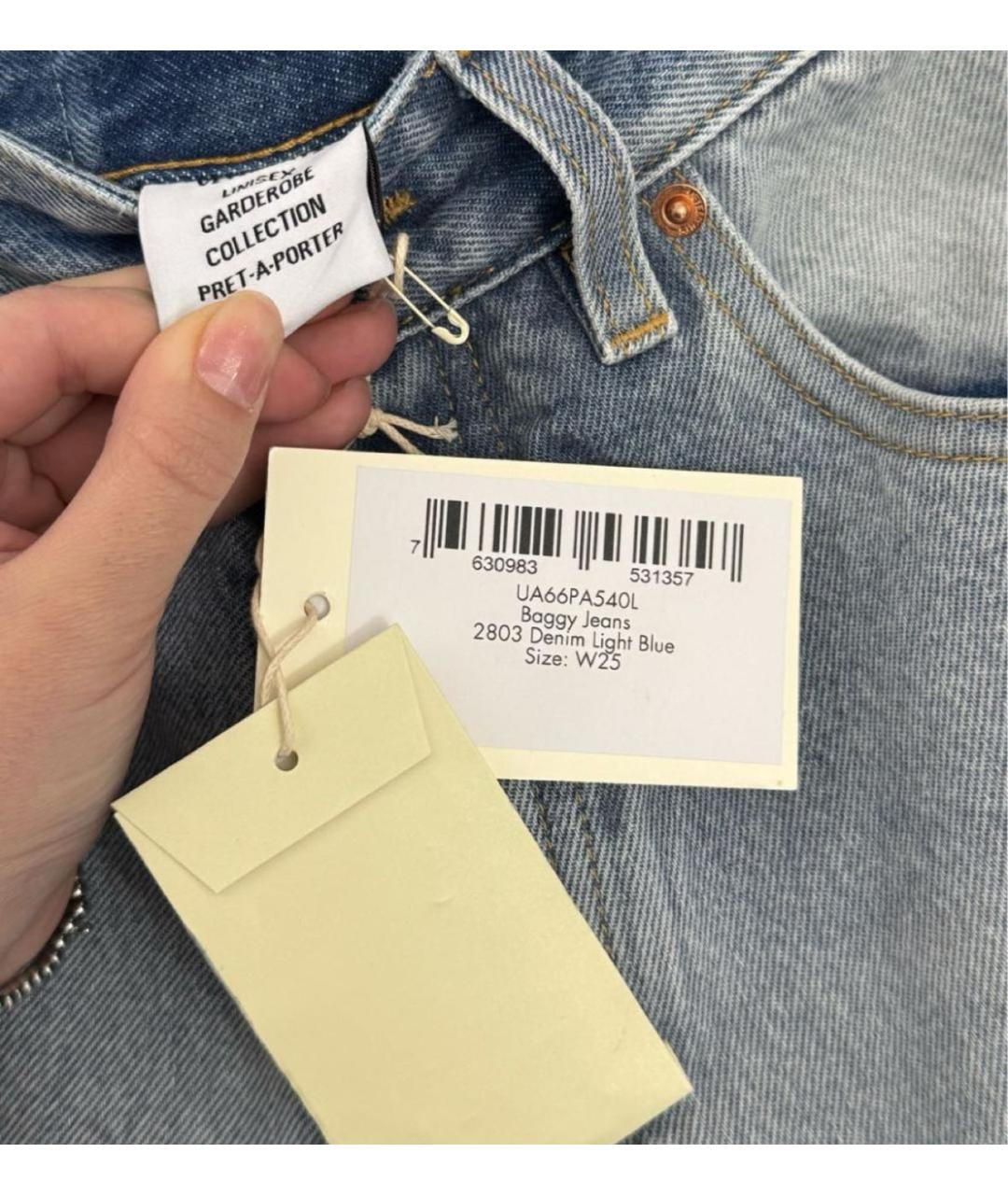 VETEMENTS Голубые хлопковые прямые джинсы, фото 4