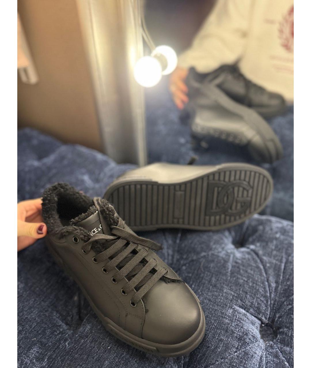 DOLCE&GABBANA Черные кожаные низкие кроссовки / кеды, фото 6