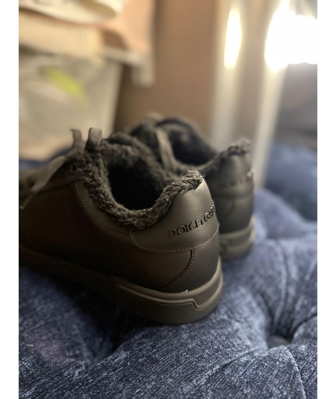 DOLCE&GABBANA Черные кожаные низкие кроссовки / кеды, фото 8