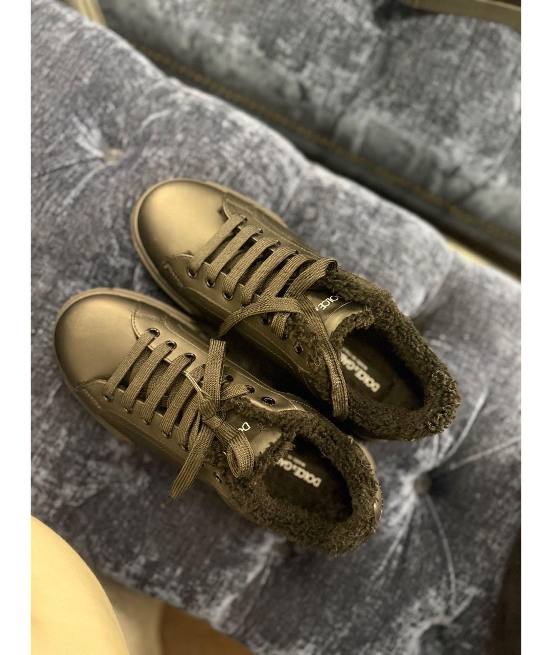 DOLCE&GABBANA Черные кожаные низкие кроссовки / кеды, фото 3