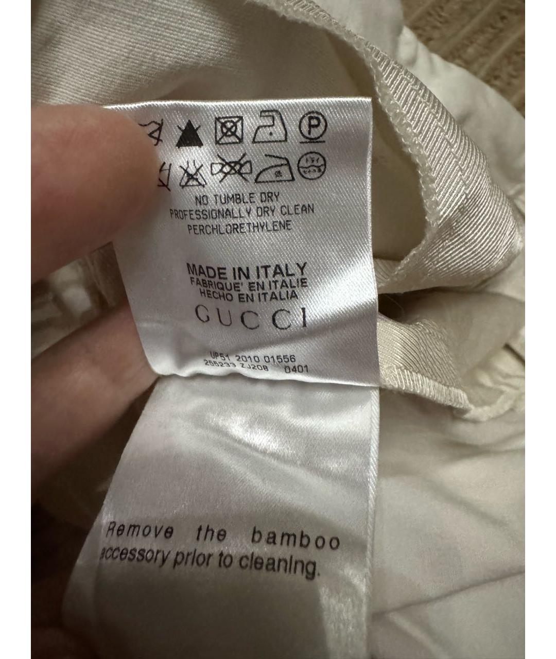 GUCCI Бежевые хлопковые прямые брюки, фото 5