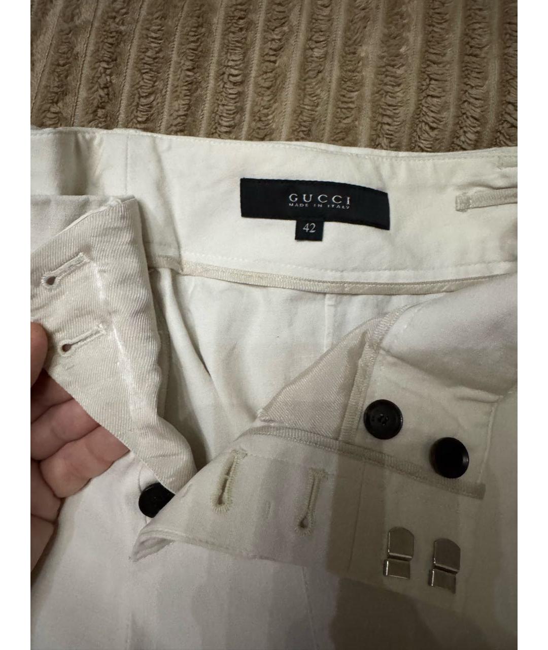 GUCCI Бежевые хлопковые прямые брюки, фото 4