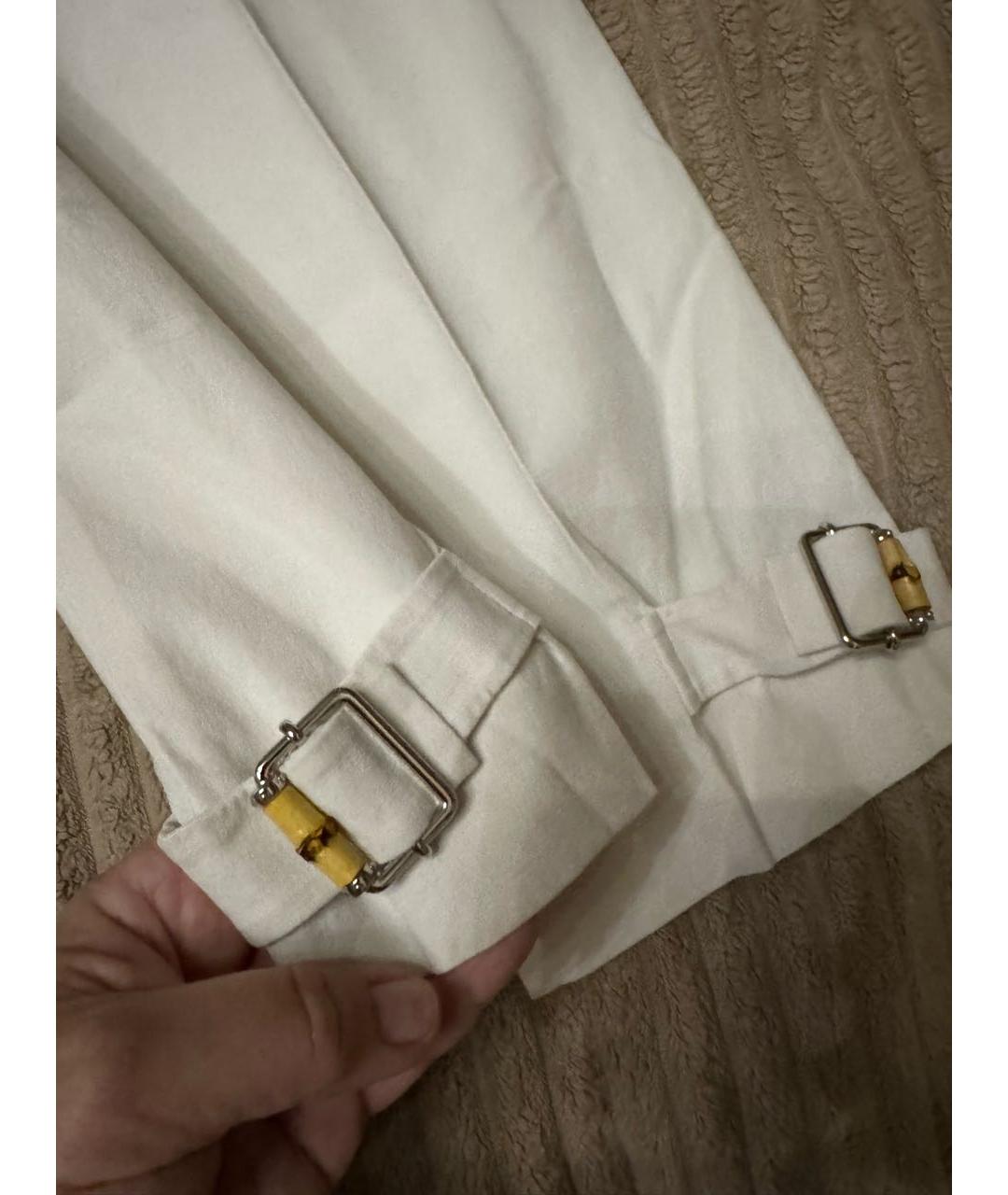GUCCI Бежевые хлопковые прямые брюки, фото 2