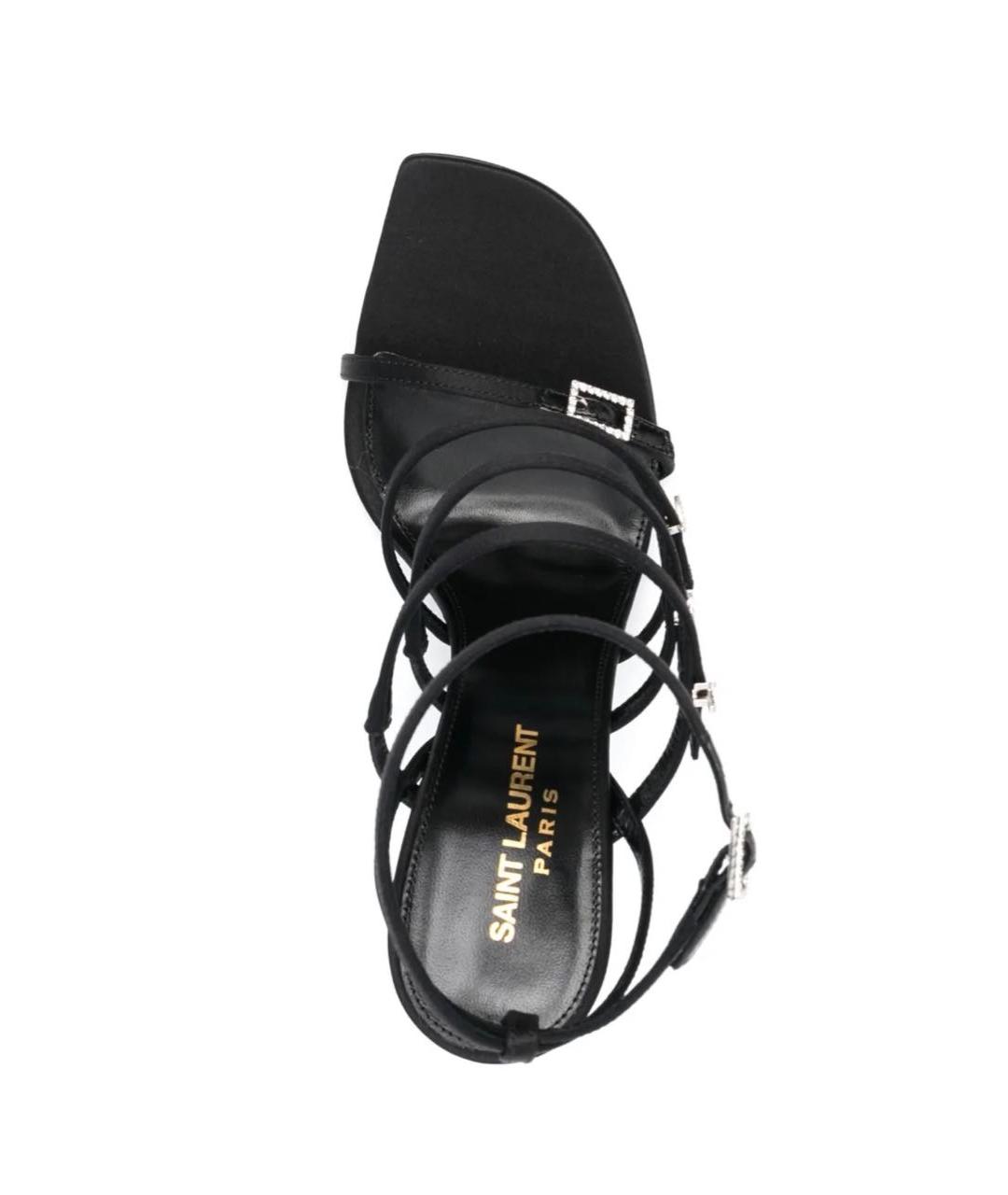 SAINT LAURENT Черные текстильные босоножки, фото 4