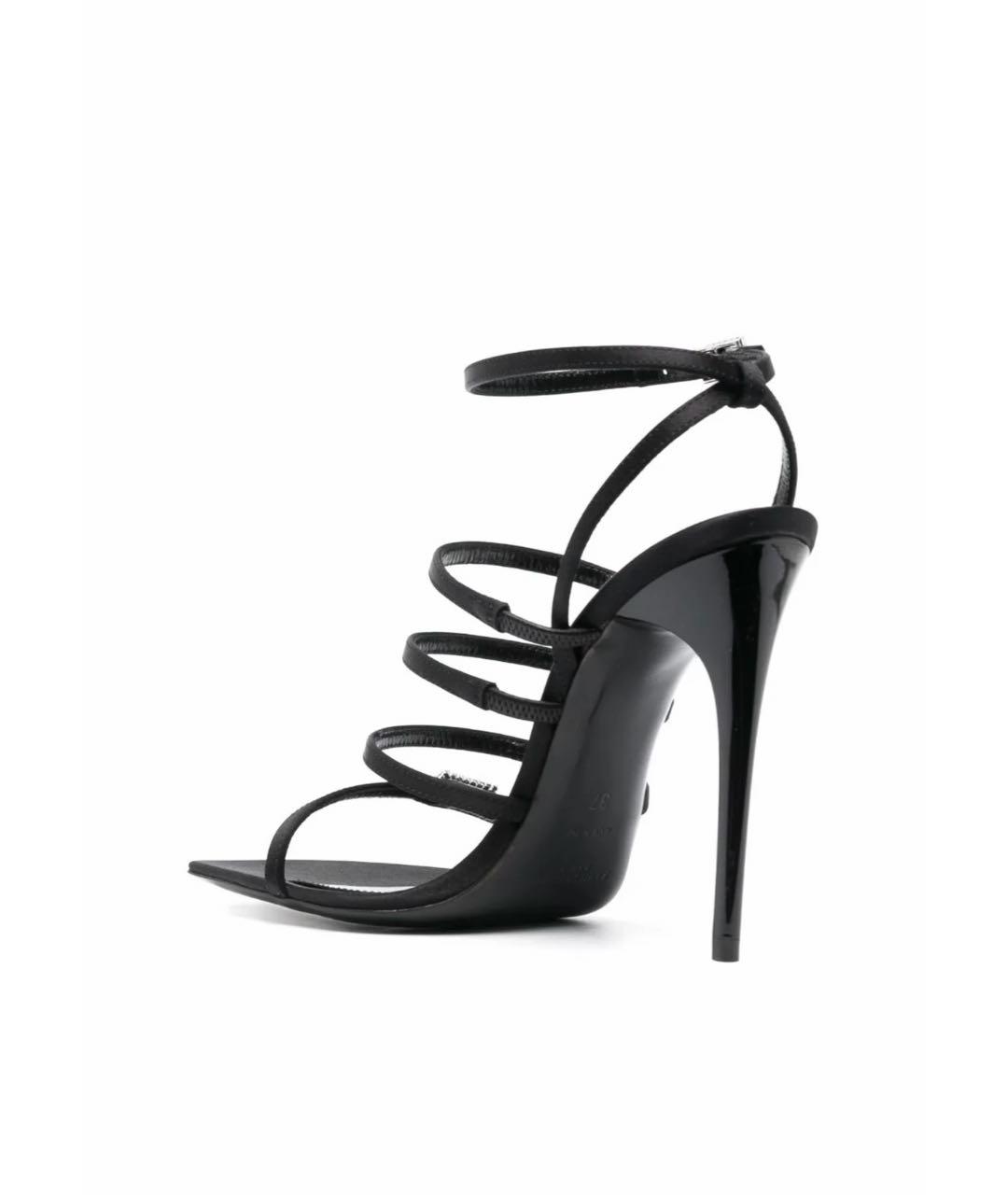 SAINT LAURENT Черные текстильные босоножки, фото 5