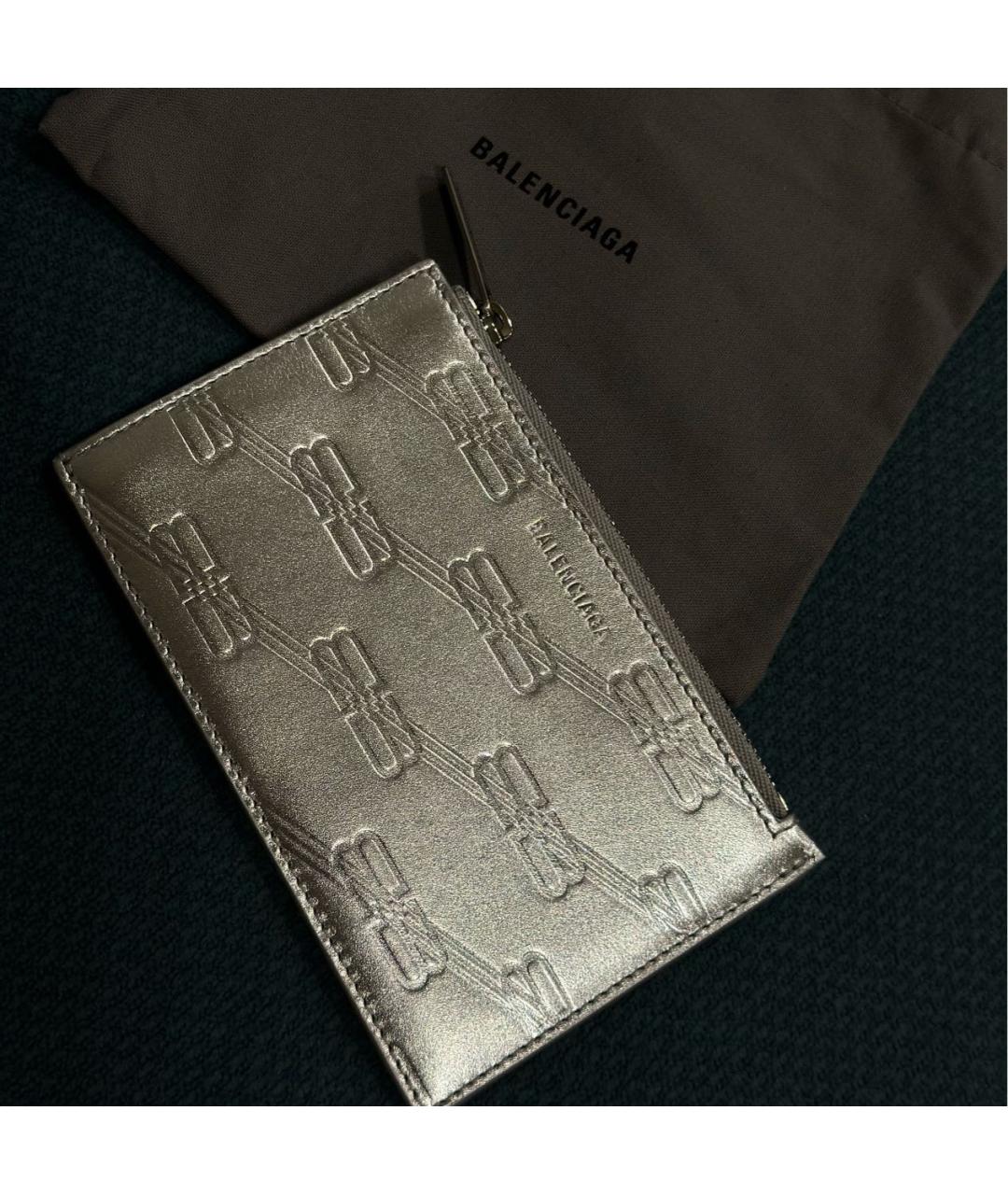 BALENCIAGA Серебрянный кожаный кардхолдер, фото 5