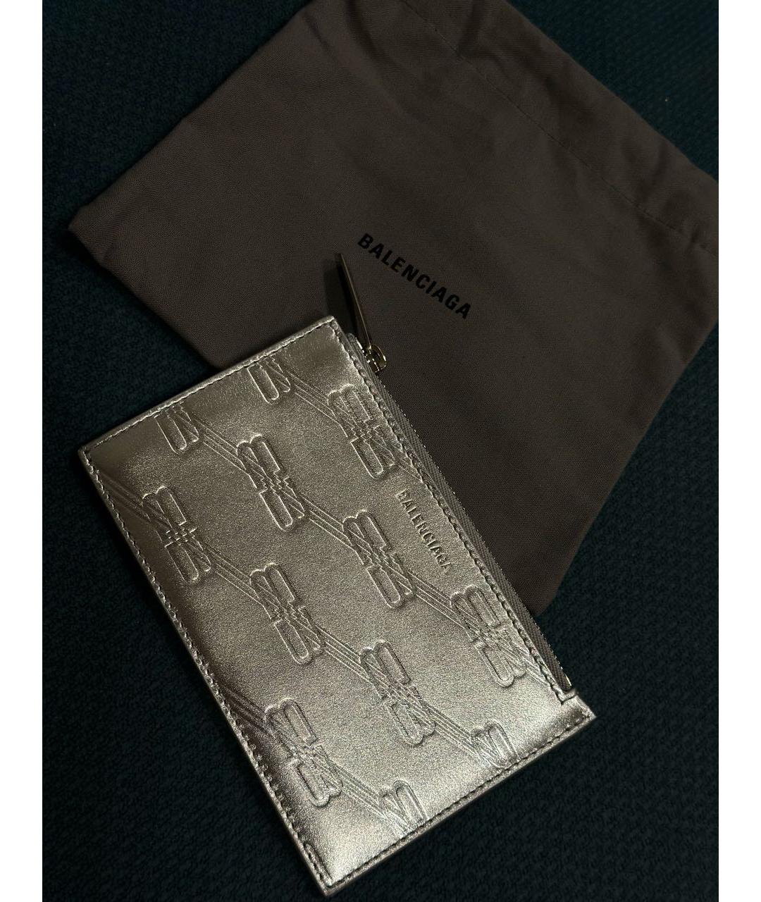BALENCIAGA Серебрянный кожаный кардхолдер, фото 4