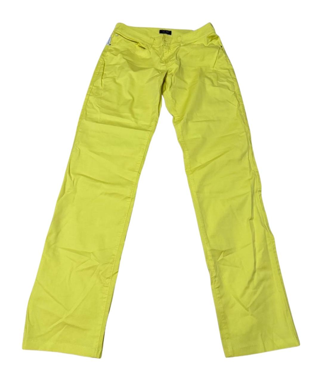ARMANI JEANS Желтые хлопко-эластановые прямые джинсы, фото 2