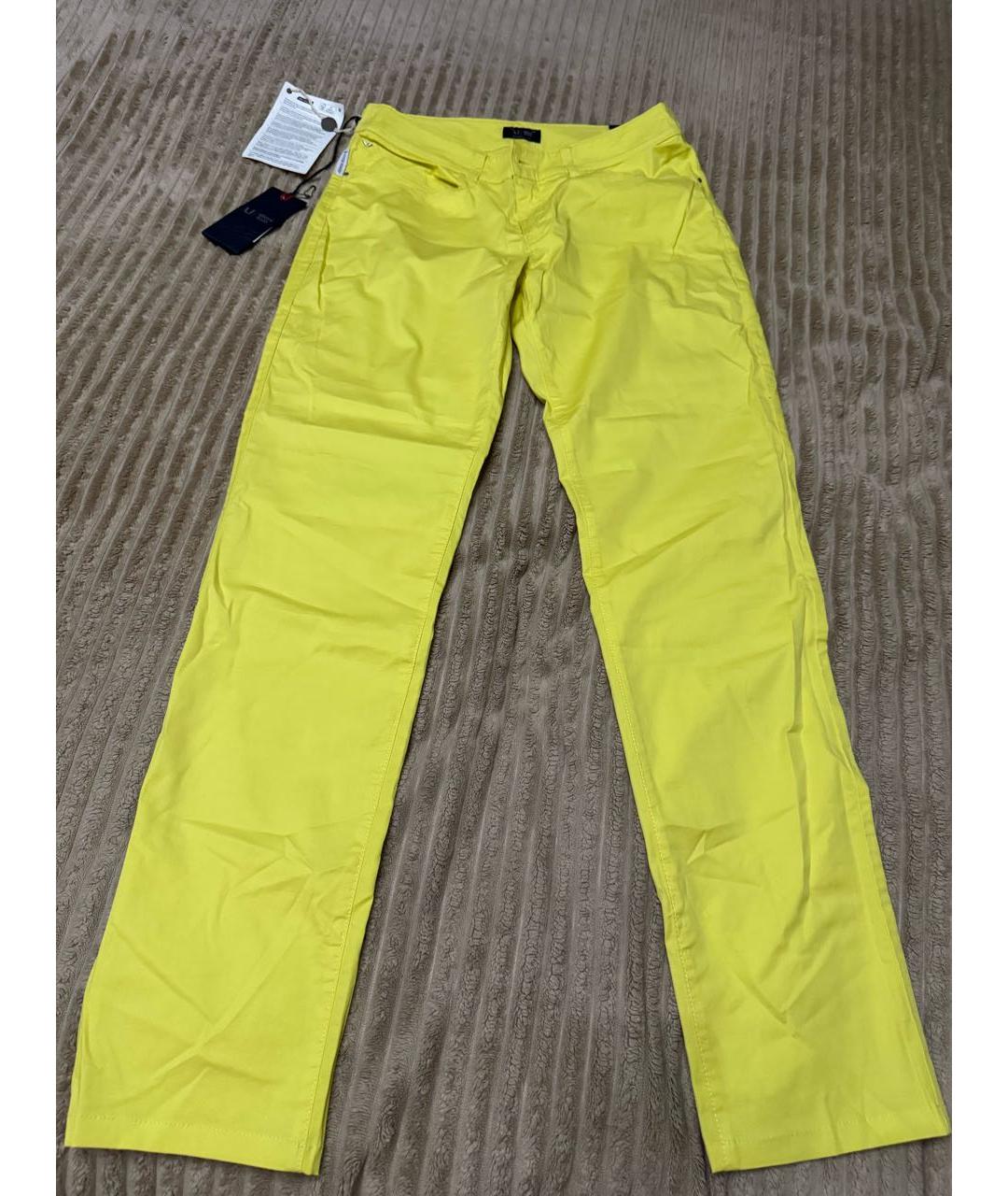 ARMANI JEANS Желтые хлопко-эластановые прямые джинсы, фото 10