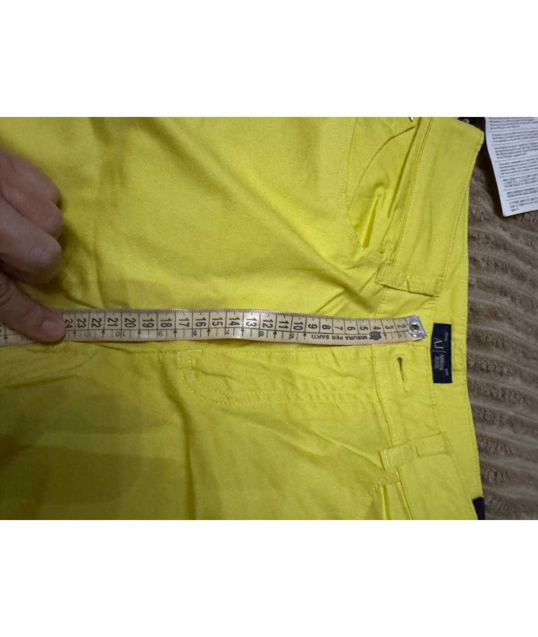 ARMANI JEANS Желтые хлопко-эластановые прямые джинсы, фото 9