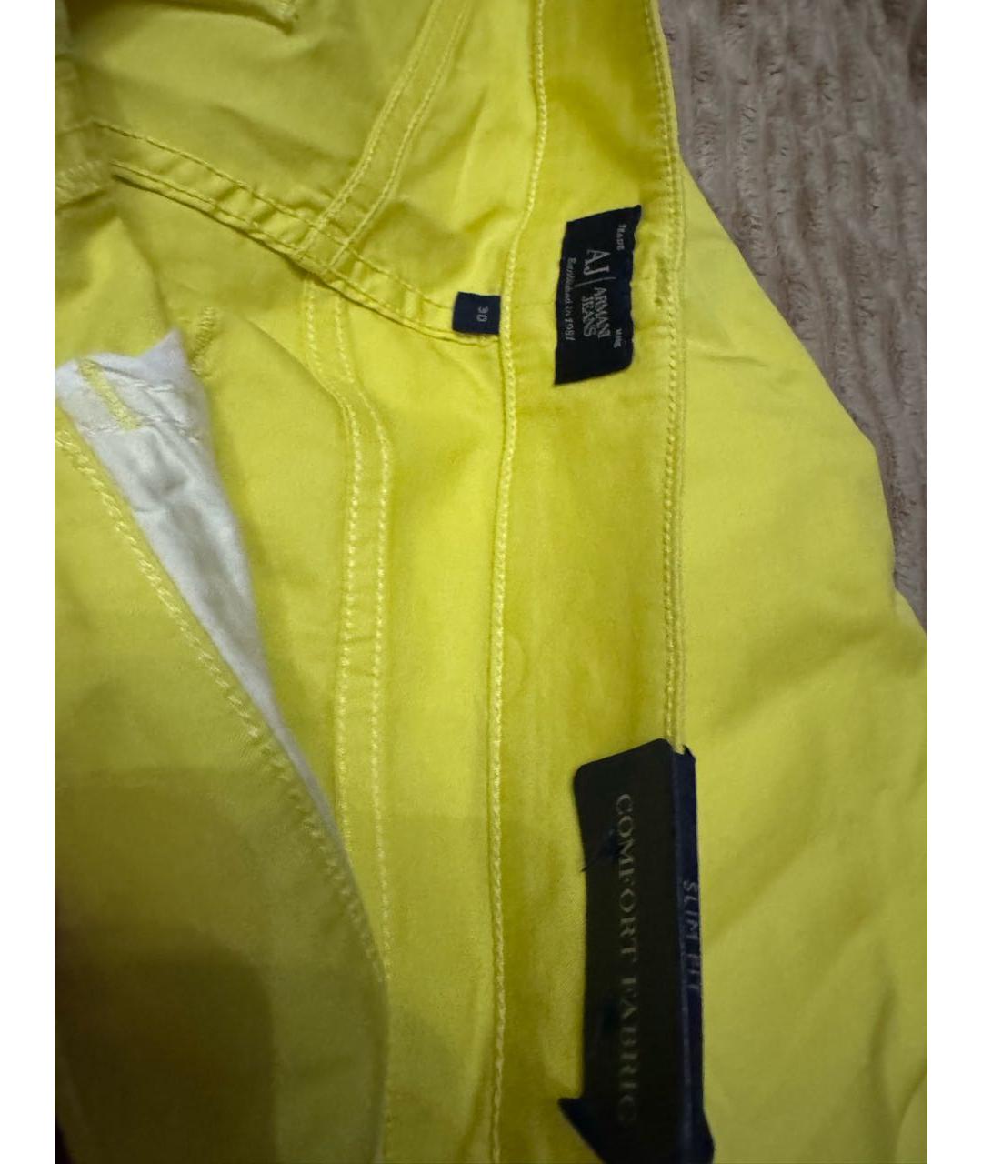 ARMANI JEANS Желтые хлопко-эластановые прямые джинсы, фото 8