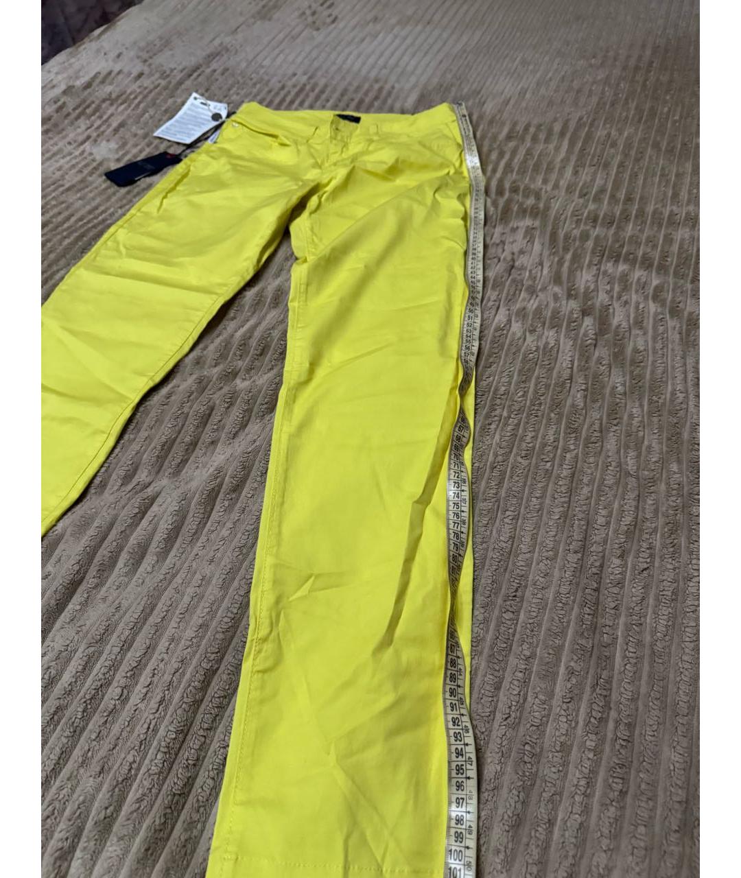 ARMANI JEANS Желтые хлопко-эластановые прямые джинсы, фото 3