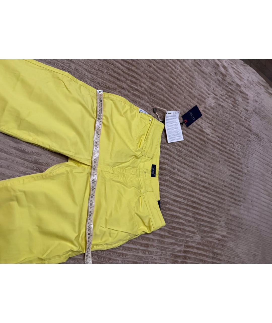 ARMANI JEANS Желтые хлопко-эластановые прямые джинсы, фото 5