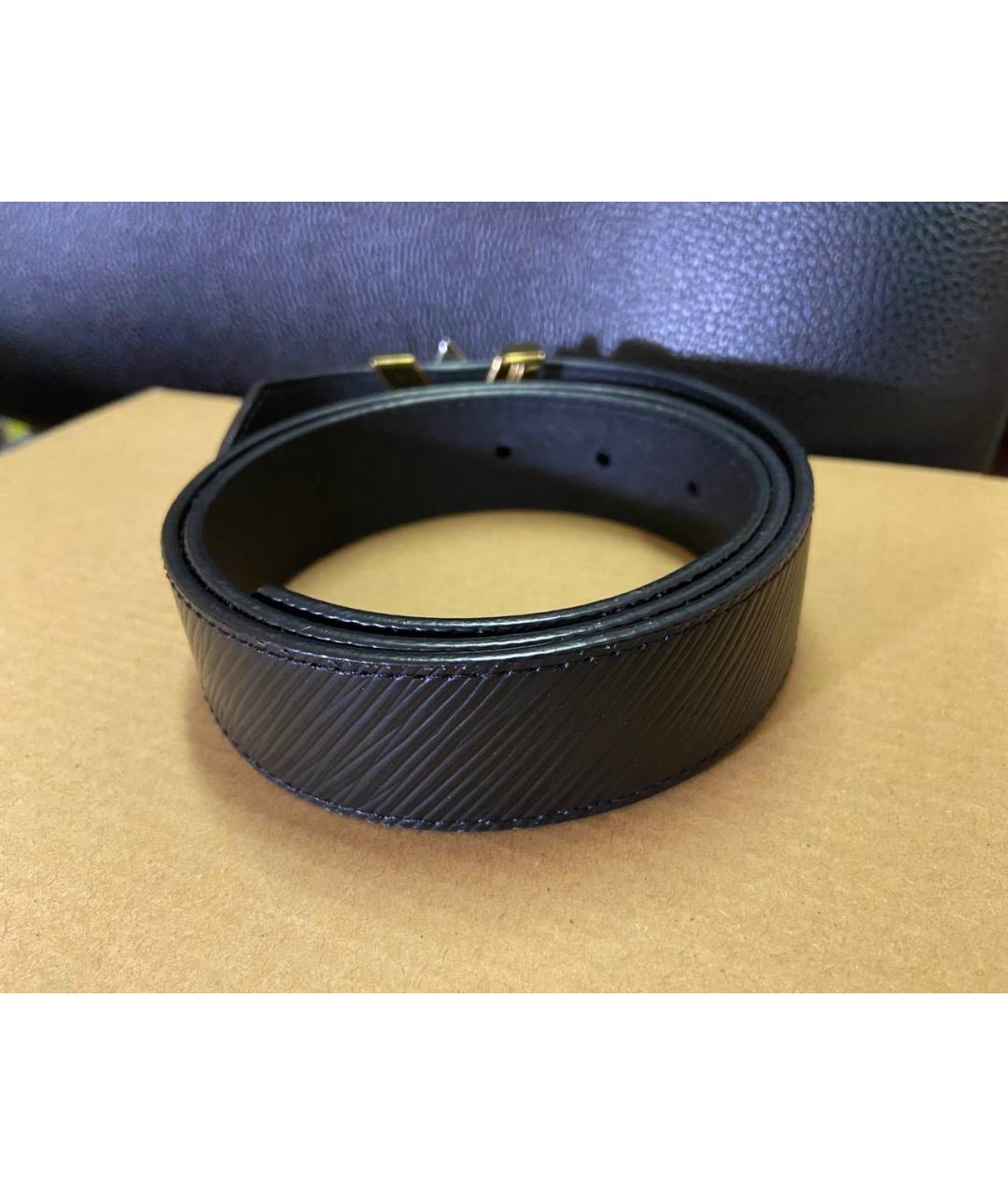 LOUIS VUITTON Черный кожаный ремень, фото 2