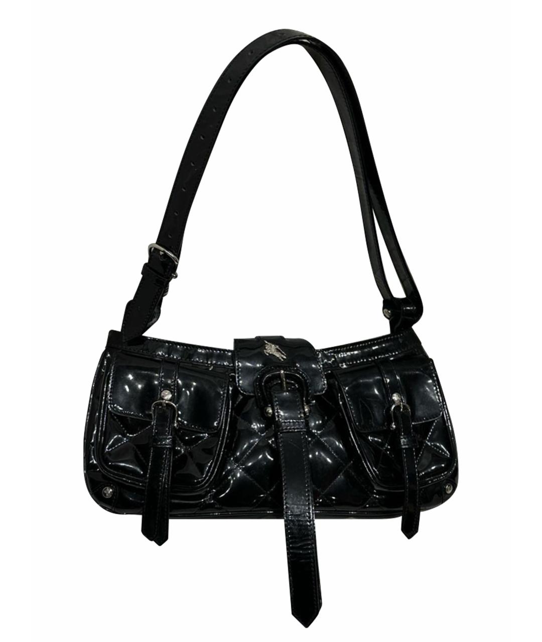 BURBERRY Черная сумка с короткими ручками из лакированной кожи, фото 1