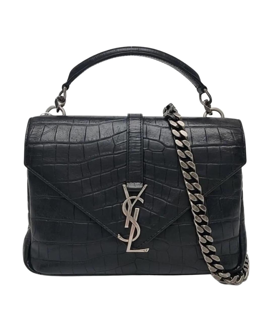 SAINT LAURENT Черная кожаная сумка через плечо, фото 10