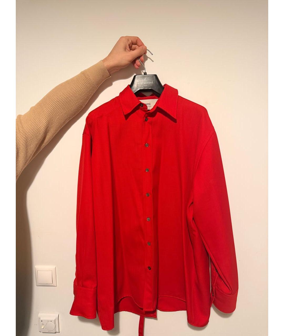 AMI ALEXANDRE MATTIUSSI Красная шерстяная кэжуал рубашка, фото 3